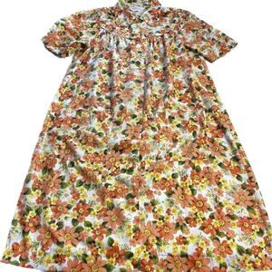 Sears Comfort Closet vintage floral women’s housecoat size large Pearl Snap